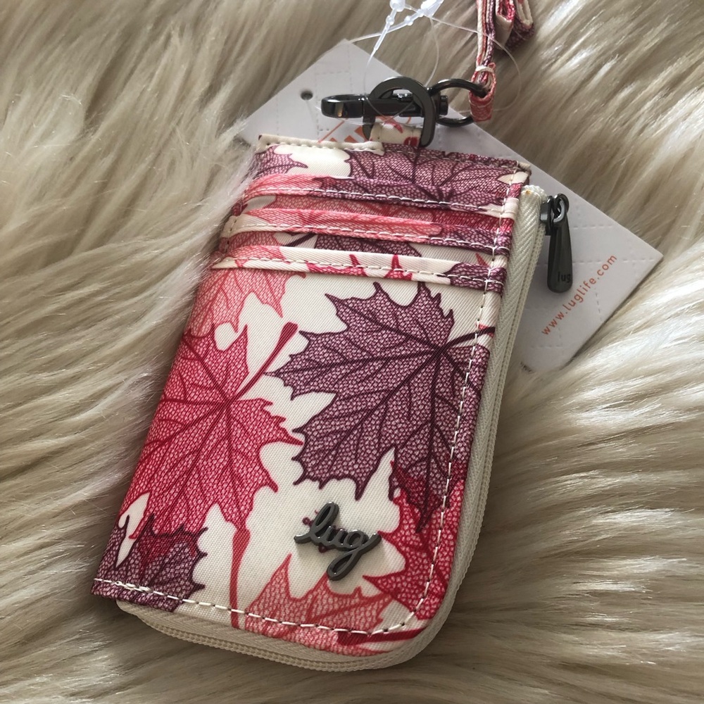 Lug Twister leaf print lanyard card case wallet